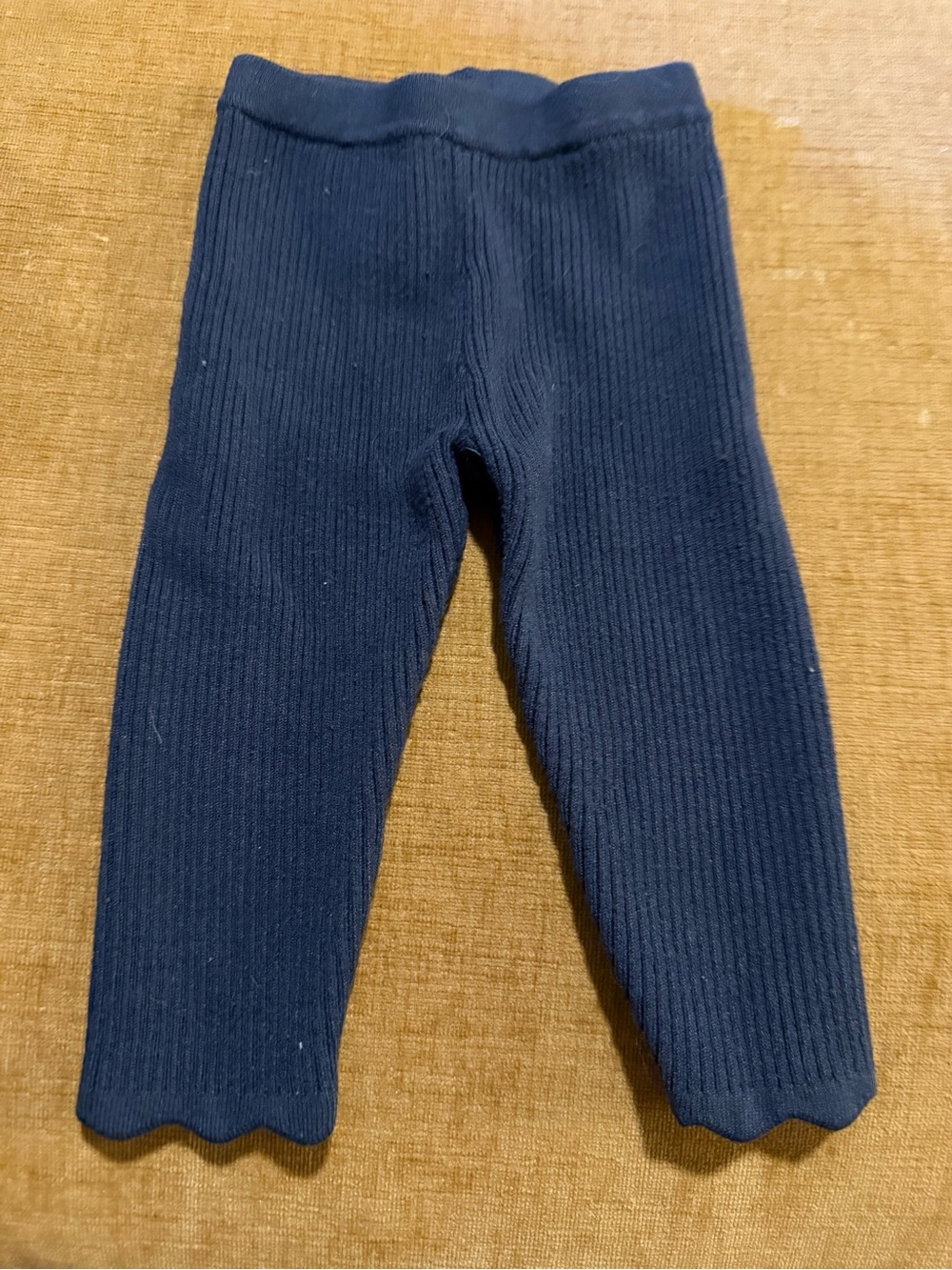 Rylee + Cru Navy Ribbed Scallop Hem Leggings
